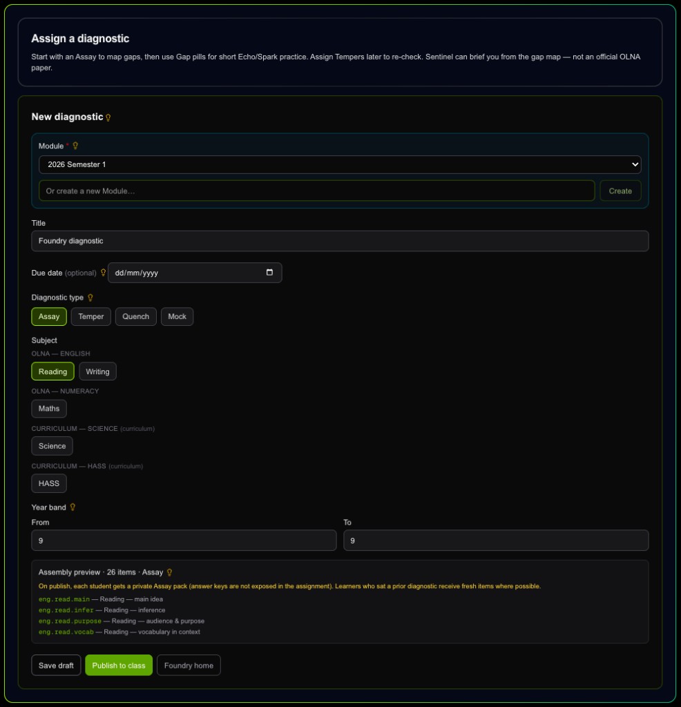 Assign a Foundry diagnostic form with Assay and subject chips