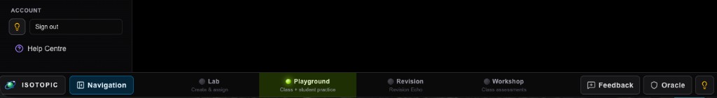 Module footer with Lab, Playground, Revision, Workshop, plus Navigation, Feedback, and Oracle